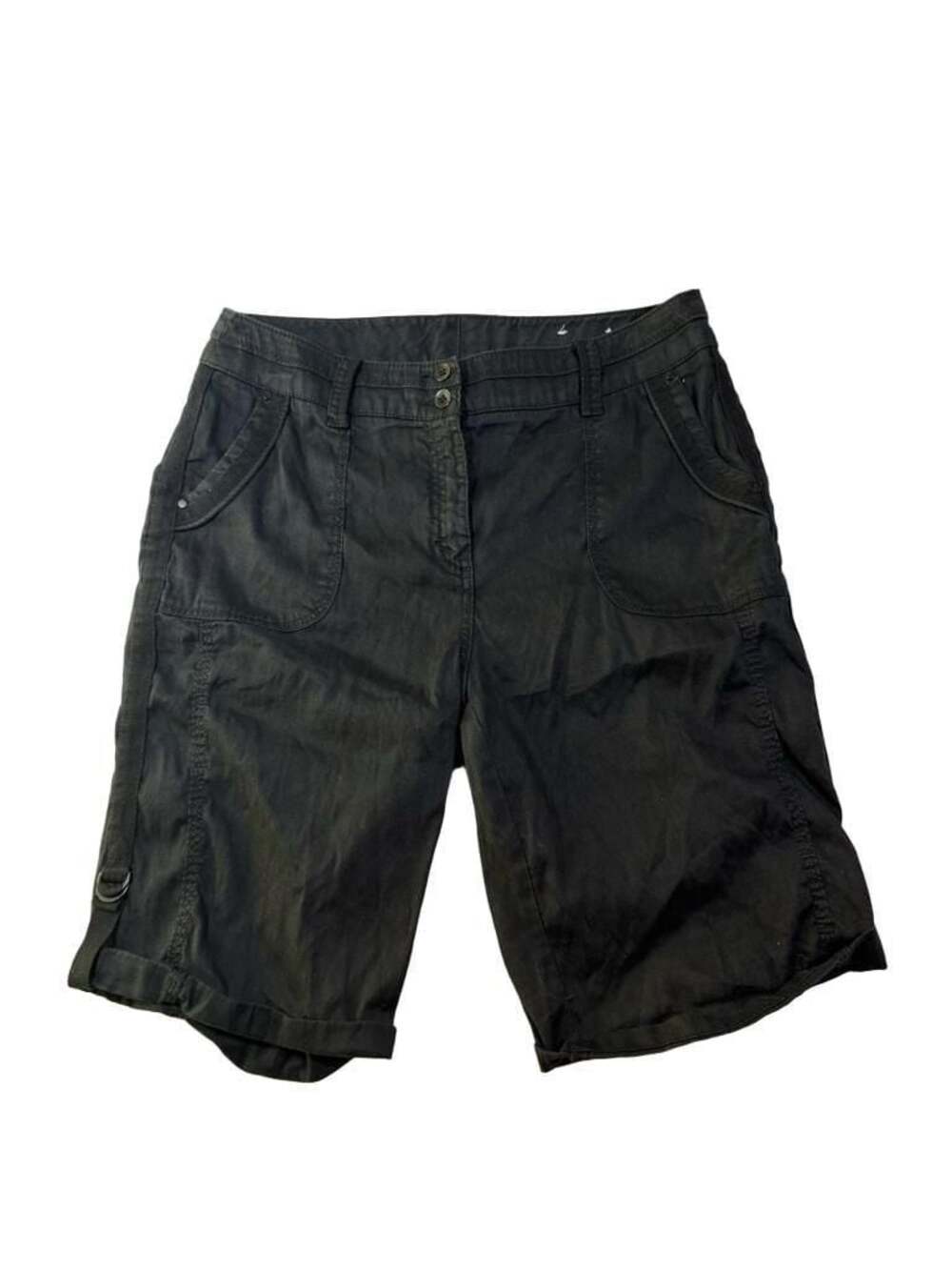 Chico's Black Bermuda Shorts Size 1.5 Utility Pocket Roll Cuff